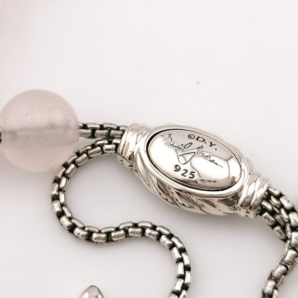 David Yurman Sterling Silver 8mm Rose Quartz Spiritual Bead Beaded Pull Bracelet - Picture 3 of 10